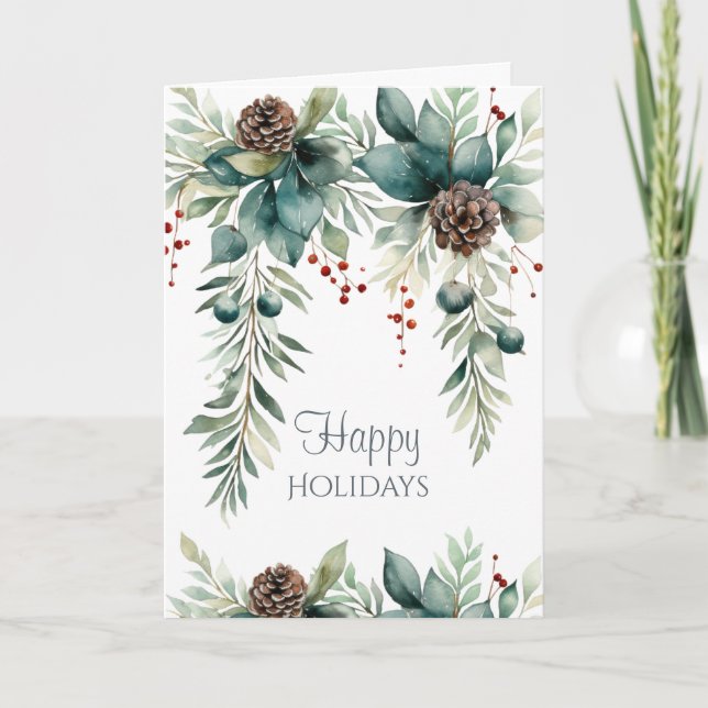 Carte Joyeuses Fêtes Verdure d'Hiver  (Devant)