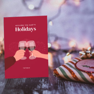 Carte Joyeuses Fêtes Verres à vin pour les vœux