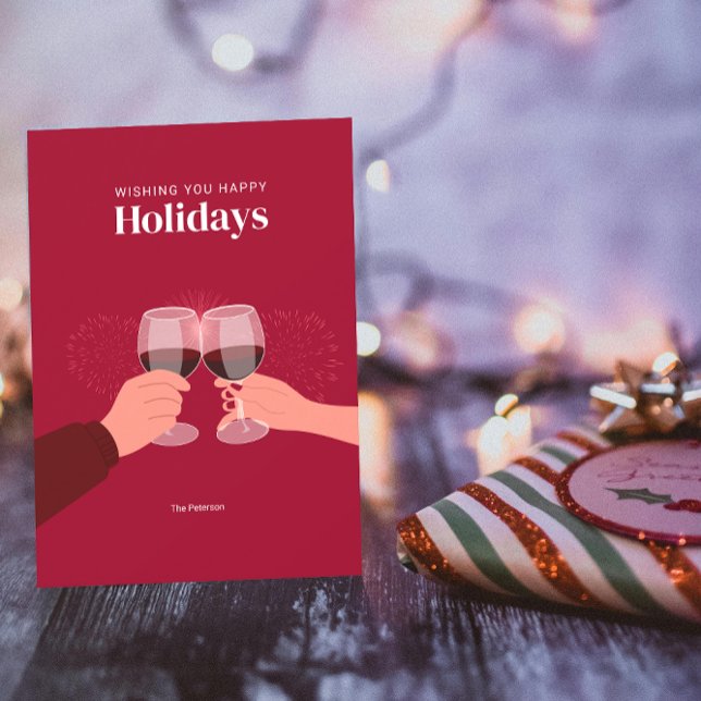 Carte Joyeuses Fêtes | Verres à vin pour les vœux (Créateur téléchargé)