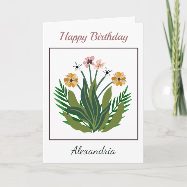 Carte Joyeuses fleurs d'anniversaire aquarelle Floral Cu (Devant)