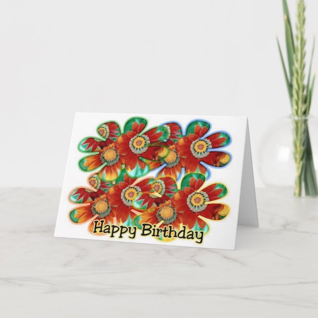 Carte Joyeuses fleurs d'anniversaire (fille) (Devant)