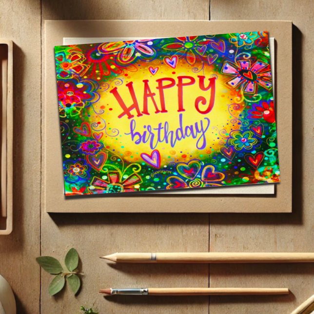 Carte Joyeuses Fleurs d'Anniversaire Fille Plutôt Amusan (Créateur téléchargé)