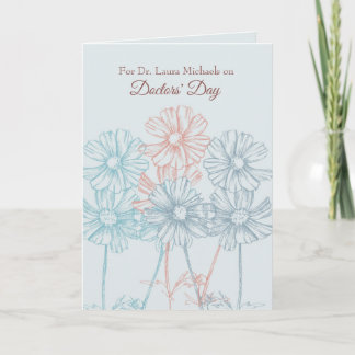 Carte Joyeuses fleurs de jour des médecins Nom personnal