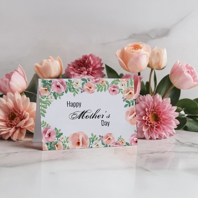 Carte Joyeuses Fleurs de papier rose pastel (Créateur téléchargé)