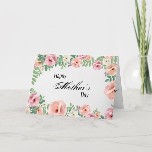 Carte Joyeuses Fleurs de papier rose pastel (Devant)