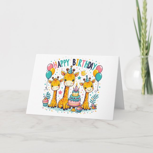 Carte Joyeuses Giraffes d'anniversaire (Devant)