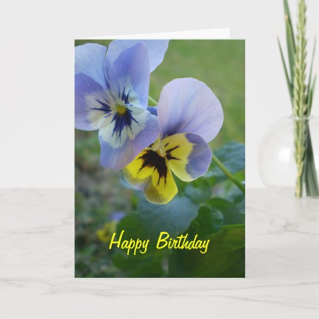 Carte Joyeuses Pansies d'anniversaire (Devant)