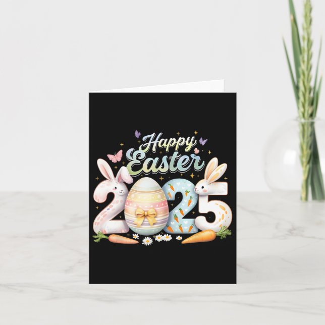 Carte Joyeuses Pâques 2025 Lapin Visage de Lapin Jour de (Devant)