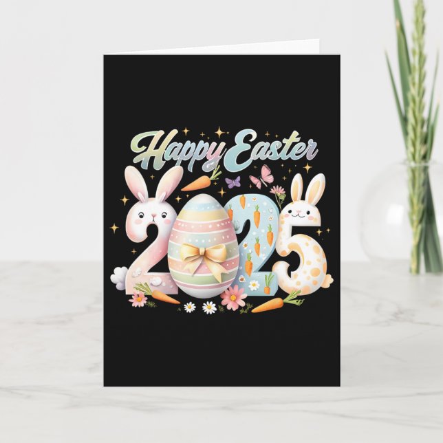 Carte Joyeuses Pâques 2025 Lapin Visage de Lapin Jour de (Devant)
