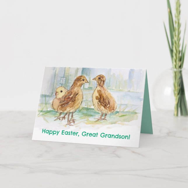 Carte Joyeuses Pâques Arrière Petit-Fils Dindon Oiseau (Devant)