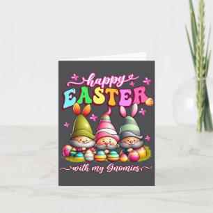 Carte Joyeuses Pâques avec mes gnomes lapin groovy gnome