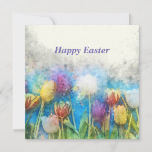 Carte Joyeuses Pâques beaux tulipes 