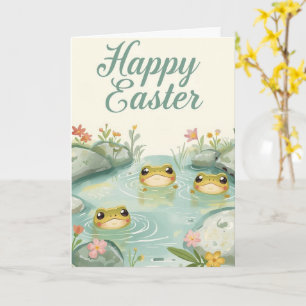 Carte Joyeuses Pâques bébé grenouilles