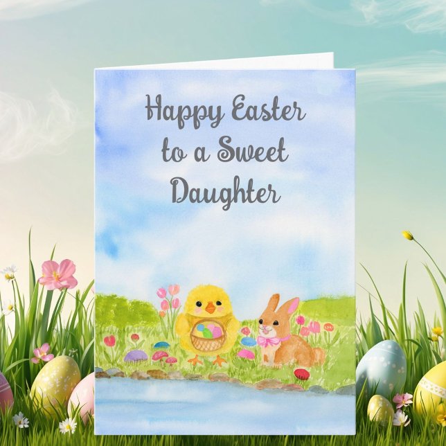 Carte Joyeuses Pâques Bébé Poussin Fille  (Créateur téléchargé)