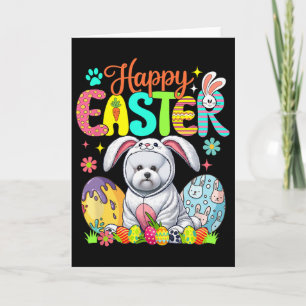 Carte Joyeuses Pâques Bichon Frise Cosplay Lapin Chocola