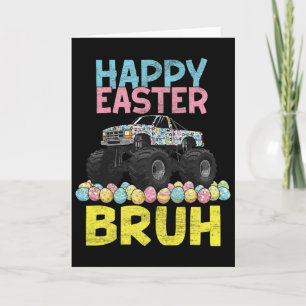 Carte Joyeuses Pâques Bruh Drôle de camion monstre lapin