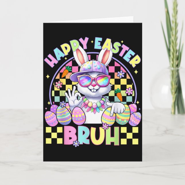 Carte Joyeuses Pâques Bruh Drôle Six Sept Meme Lapin Gar (Devant)