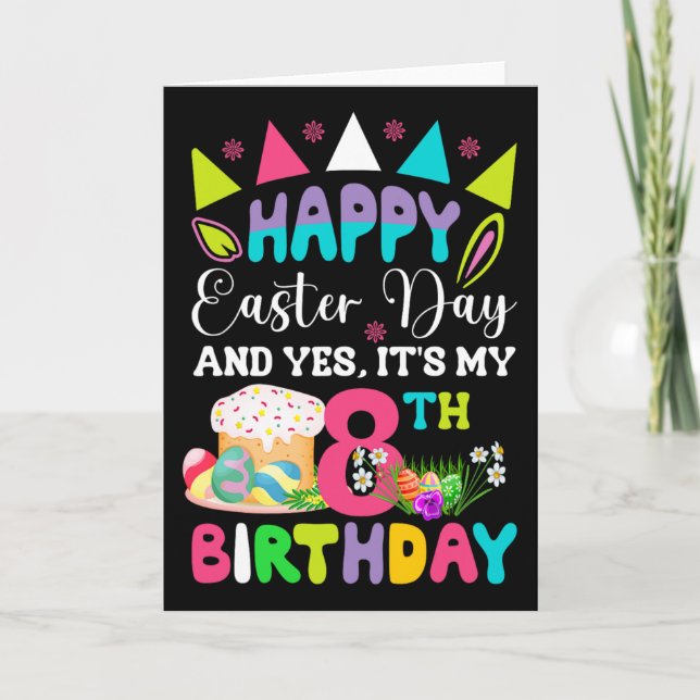 Carte Joyeuses Pâques C'est Mon 8ème Anniversaire Lapin  (Devant)