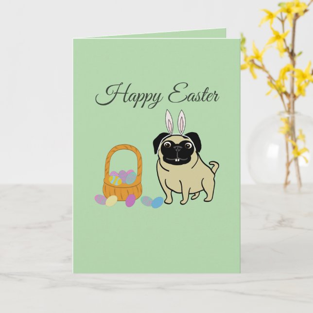 Carte Joyeuses Pâques, chien (Fleur jaune)