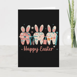 Carte Joyeuses Pâques Dents Dent Lapin Oreilles Dentaire
