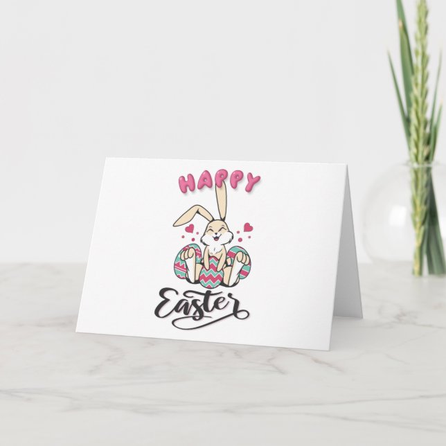 Carte Joyeuses Pâques du charmant lapin de Pâques (Devant)
