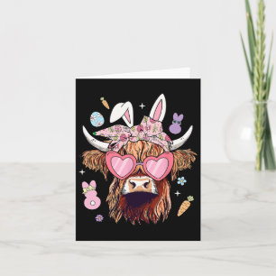 Carte Joyeuses Pâques Génisse Vache Oreilles de Lapin Ch