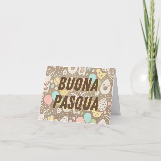 Carte Joyeuses Pâques, Italien Bon Pâques  (Devant)