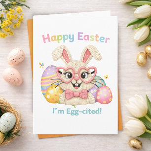 Carte Joyeuses Pâques Je suis Excité Lapin 