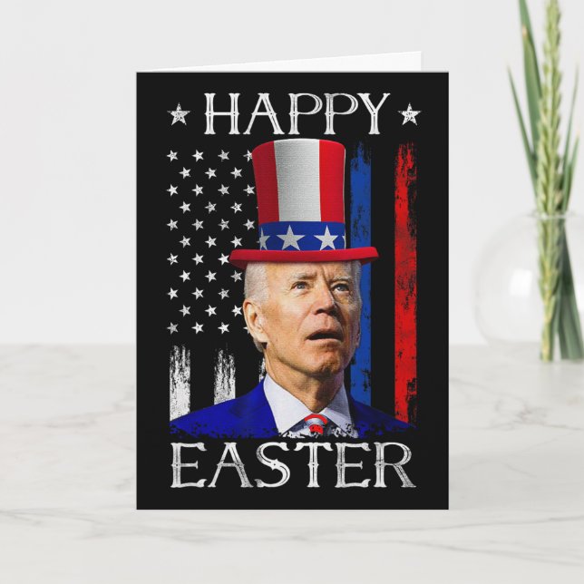 Carte Joyeuses Pâques Joe Biden embrouillé Jour de l'Ind (Devant)
