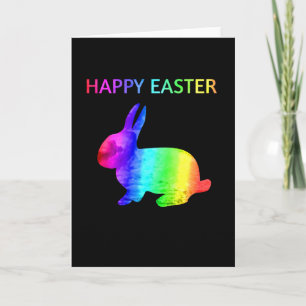 Carte Joyeuses Pâques - Lapin de Pâques aquarelle arc-en