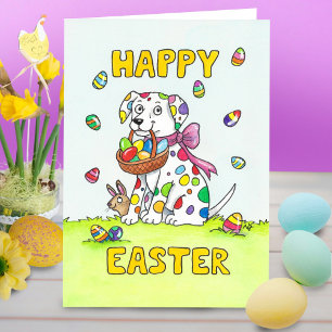Carte Joyeuses Pâques message Dalmatien