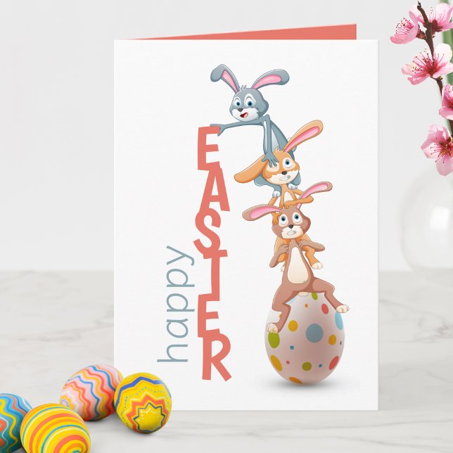 Carte Joyeuses Pâques Mignon Amusant Lapin de Pâques Mod (Créateur téléchargé)