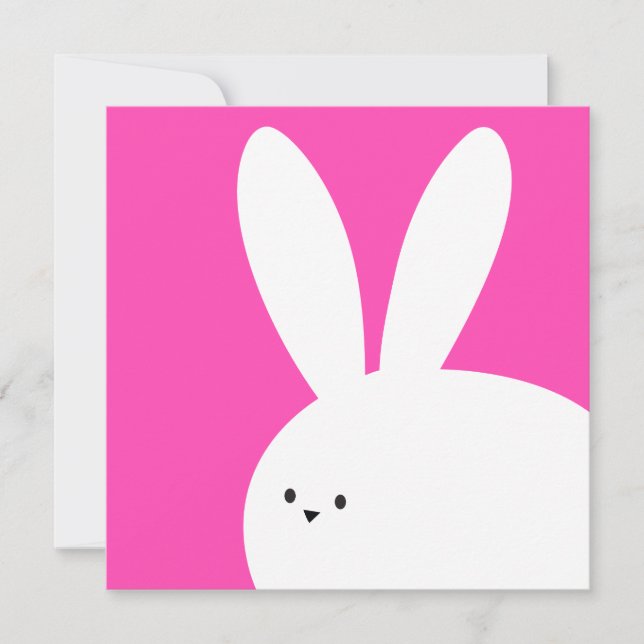Carte Joyeuses Pâques Mignon Lapin Blanc (Devant)