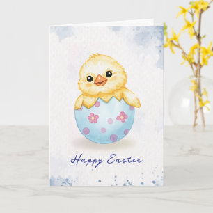 Carte Joyeuses Pâques Mignon Poussin Aquarelle