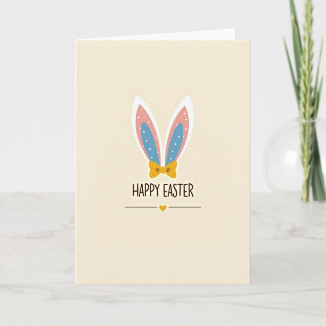Carte Joyeuses Pâques Oreilles de Lapin (Devant)