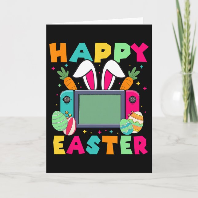 Carte Joyeuses Pâques Vidéo Game Lapin Manette de jeu Ga (Devant)