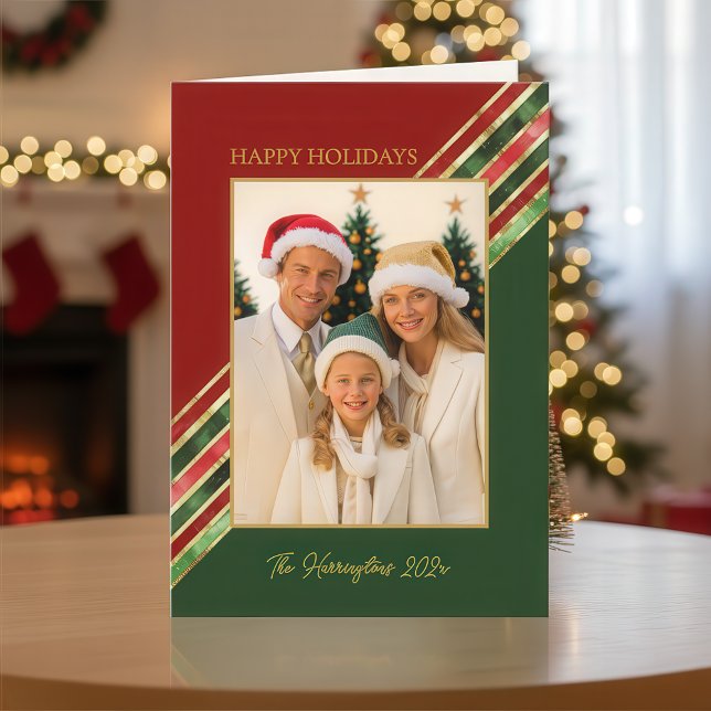Carte Joyeuses vacances Colorful Photo Noël (Happy Holidays Colorful Photo Folded Card)