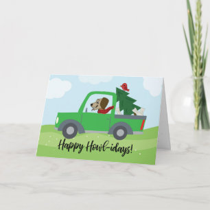 Carte Joyeuses Vacances Drôle Chien En Voiture