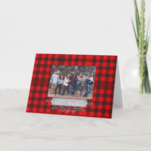 Carte Joyeuses Vacances Famille Photo Buffalo Plaid