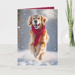 Carte Joyeuses Vacances Golden Retriever En Neige