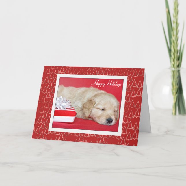 Carte Joyeuses vacances Golden Retriever Puppy (Devant)