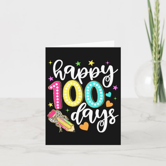 Carte Joyeux 100 Jours Coquette Bow Apple 100ème Jour De (Devant)