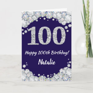 Carte Joyeux 100e anniversaire Marine Bleu et Parties sc