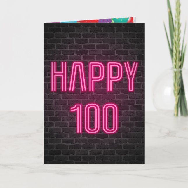 Carte Joyeux 100e anniversaire Neon Connexion en brique (Devant)