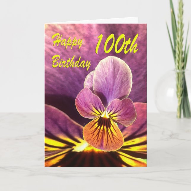 Carte Joyeux 100e anniversaire Pansy Flower (Devant)