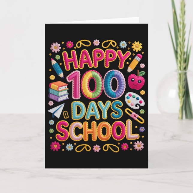 Carte Joyeux 100e jour d'école 100 jours d'école Enseign (Devant)