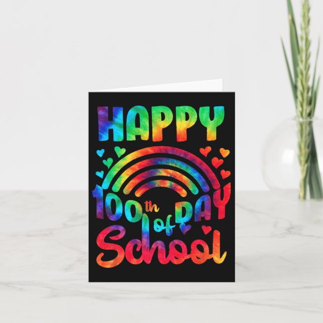 Carte Joyeux 100ème Jour De L'École Tie Dye Enseignant E (Devant)