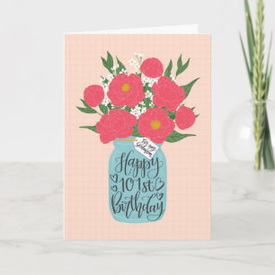 Carte Joyeux 101e anniversaire Godmom avec un pot Mason