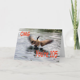 Carte Joyeux 105e anniversaire Oie battant