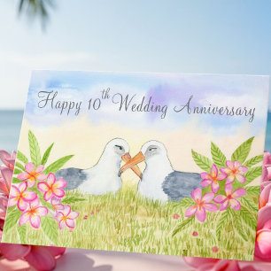 Carte Joyeux 10e anniversaire de mariage Laysan Albatros